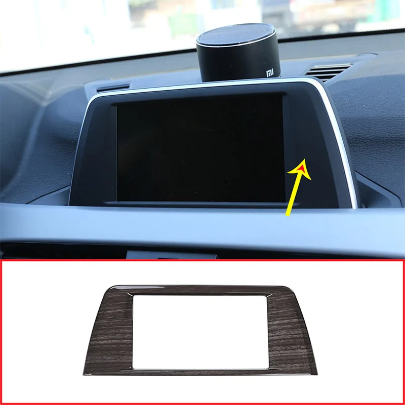 Черное дерево зерна Цвет ABS центр навигации Панель рамки накладка Стикеры для BMW X1