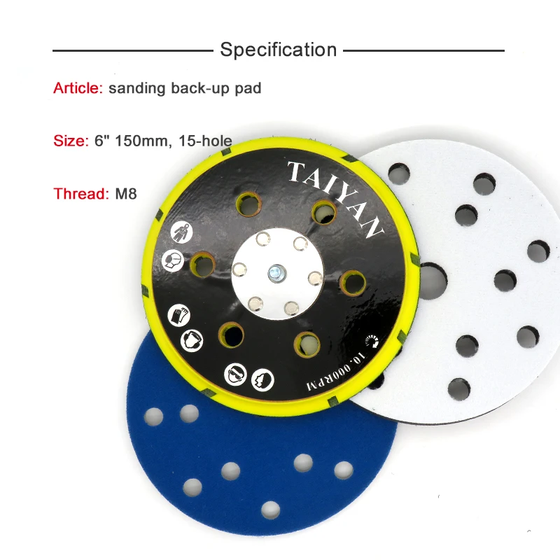 6 дюймовая шлифовальная накладка с 15 отверстиями шлифовальный диск подкладка M8