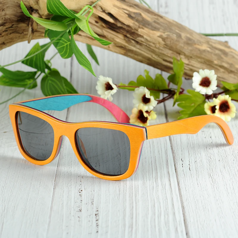 

Мужские и женские деревянные очки BOBO BIRD, поляризационные солнцезащитные очки в квадратной оправе, цветные очки в деревянной коробке