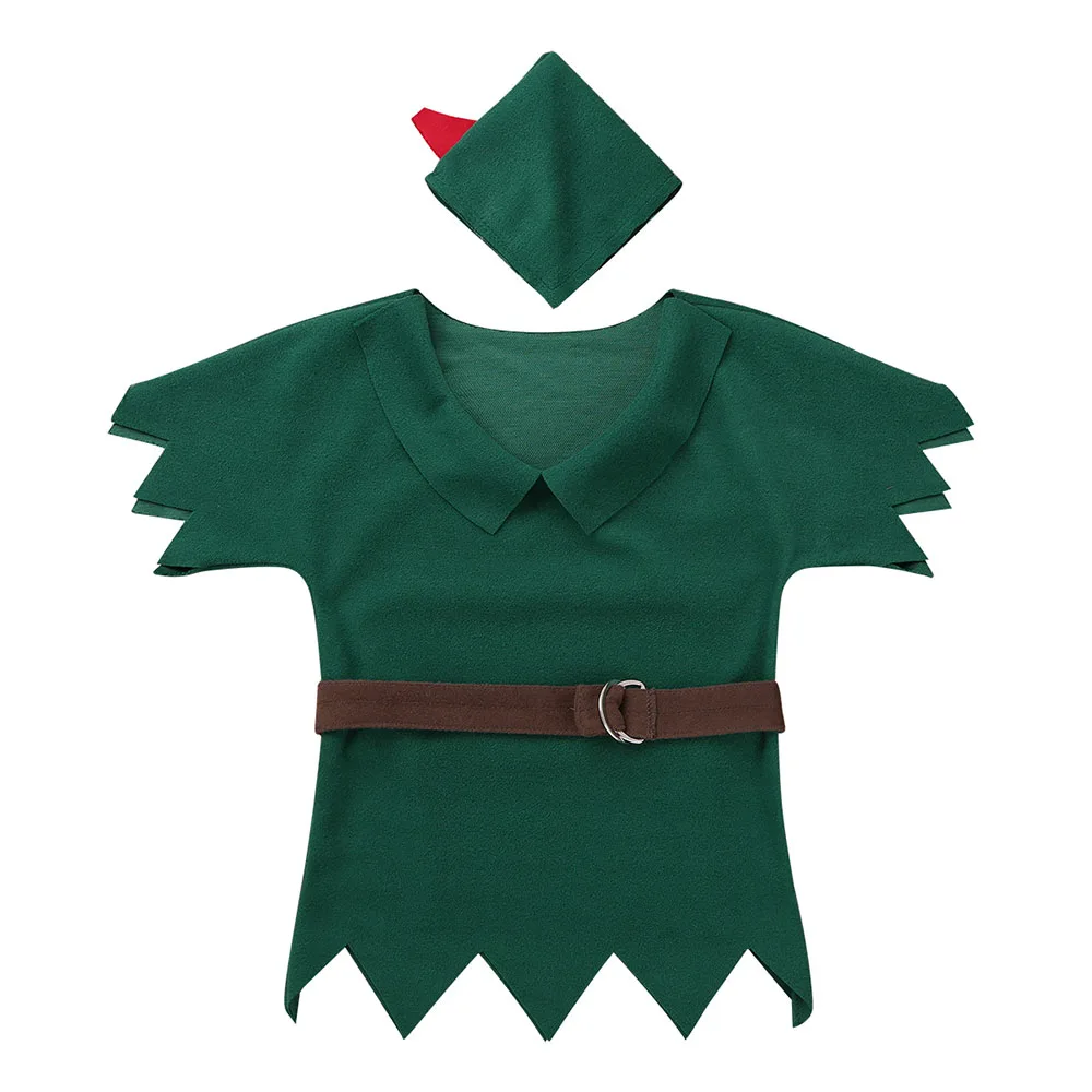 Dark Green Новое поступление, детские костюмы для мальчиков, футболка со шляпой и поясом, вечерние костюмы для костюмированной вечеринки на Хэллоуин, Карнавальная одежда для ролевых игр - Цвет: Dark Green