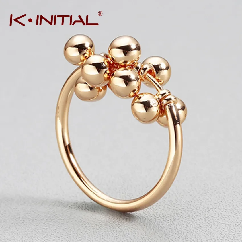 Kinitial модное кольцо шариков винограда из витой лозы Женское золотого цвета с