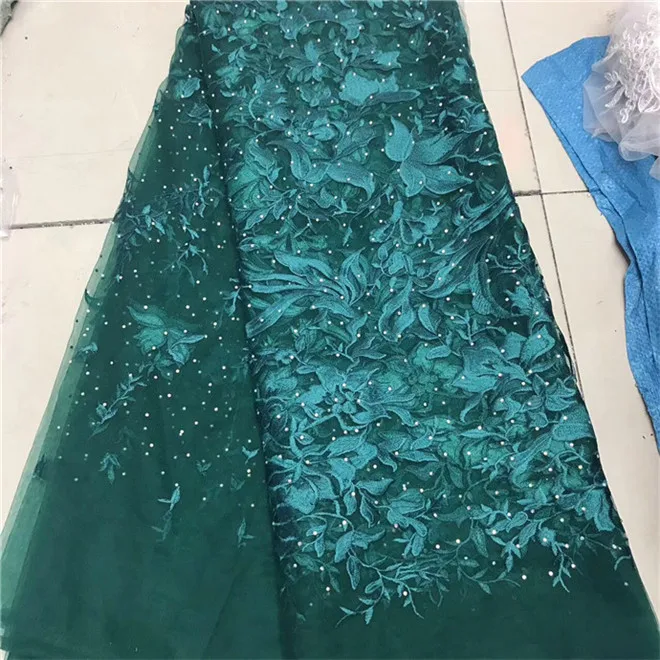 2017 бисерная тесьма с камешками Высококачественная африканская Тюлевая