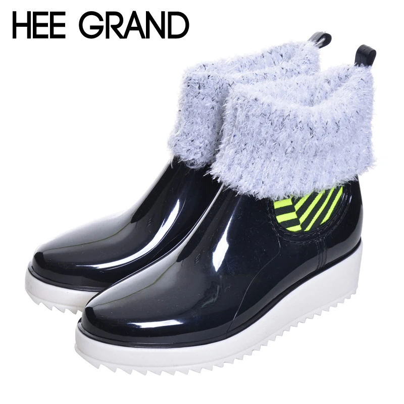 Женские резиновые сапоги на среднем каблуке Разноцветные слипоны платформе