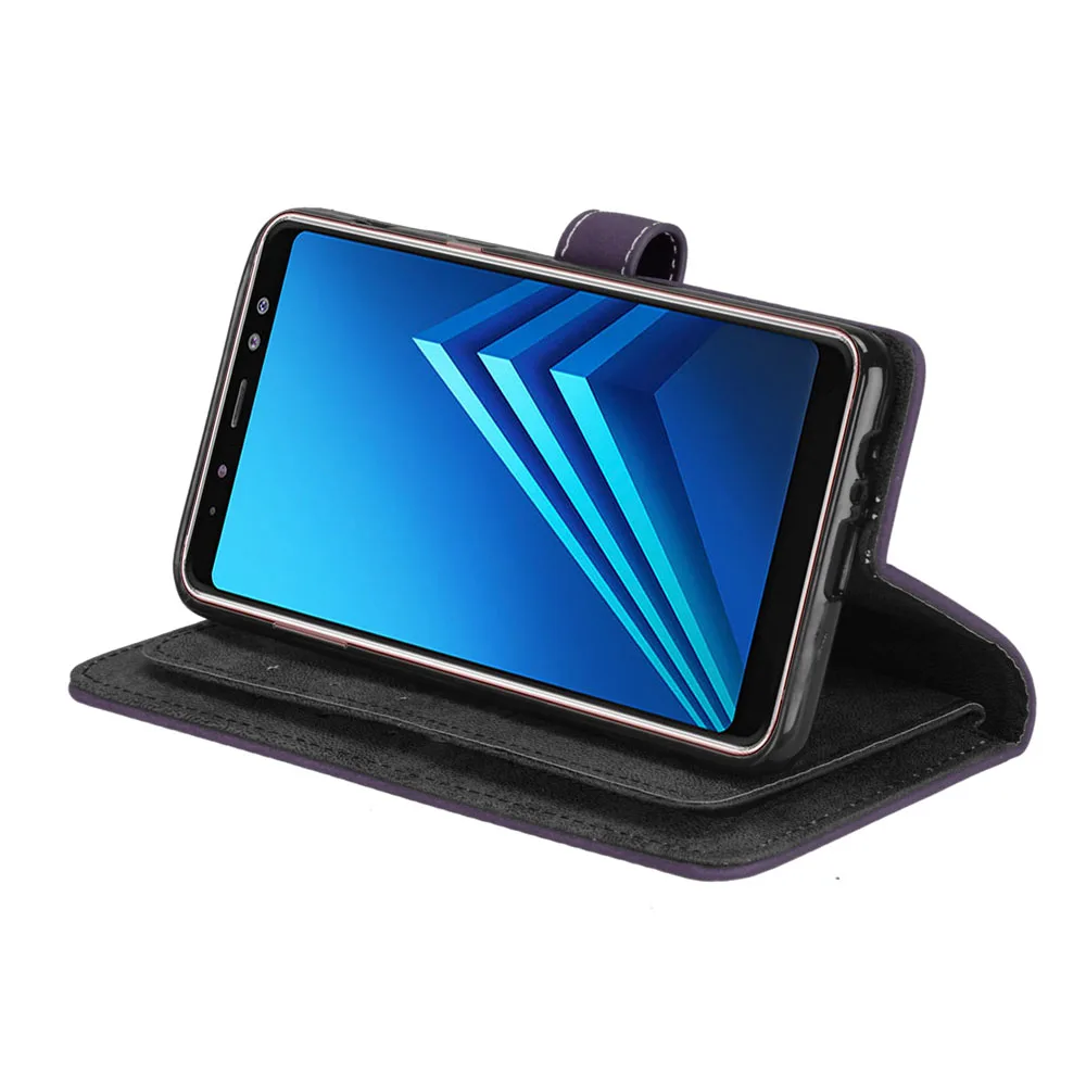 Винтаж матовая кожа бумажник противоударный чехол для samsung Galaxy A8 2018 Kickstand 9 Слот