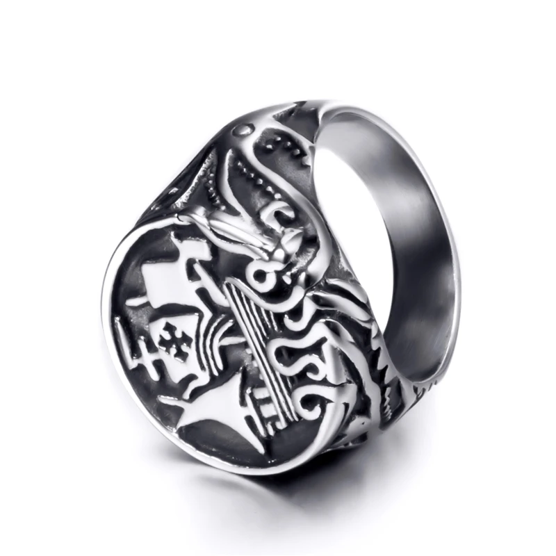 Кольцо Elfasio Viking drakkkar винтажное кольцо из нержавеющей стали с щупальцами для