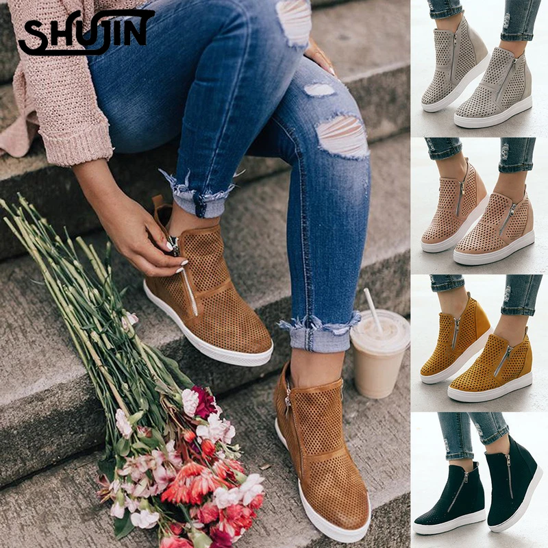 SHUJIN/осенние женские кроссовки из искусственной кожи женская Вулканизированная