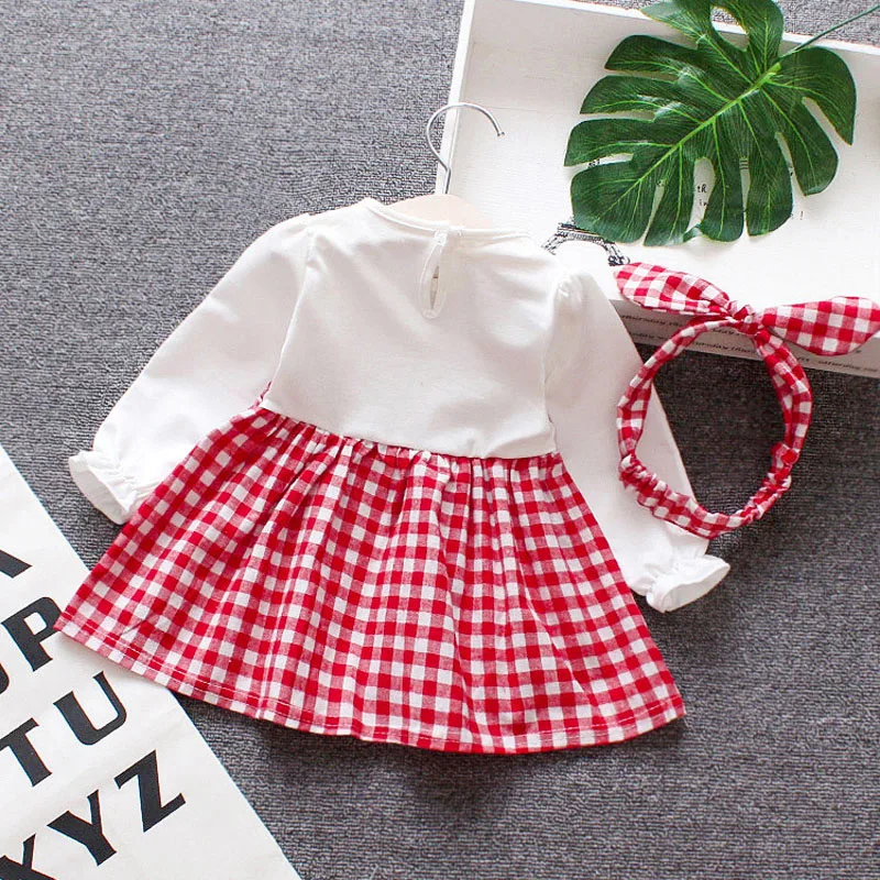 Клетчатое платье для маленьких девочек весна-лето 2019 мини-платье трапециевидной