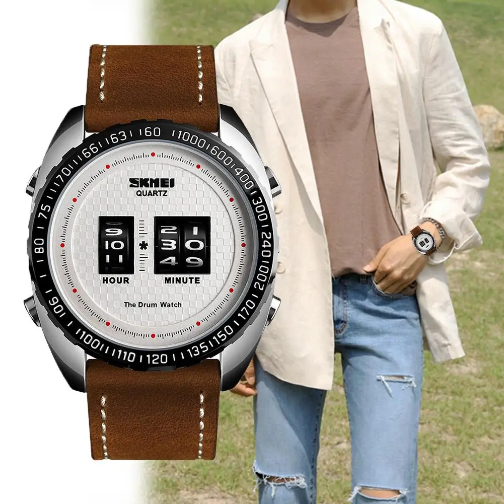 Простые точные кварцевые часы мужские с ремешком 30 метров водонепроницаемые