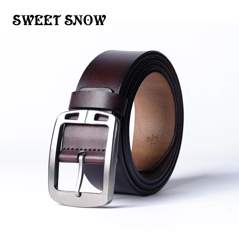 Сладкий снег Новая натуральная кожа Ретро мужской ремень высшего качества дикие