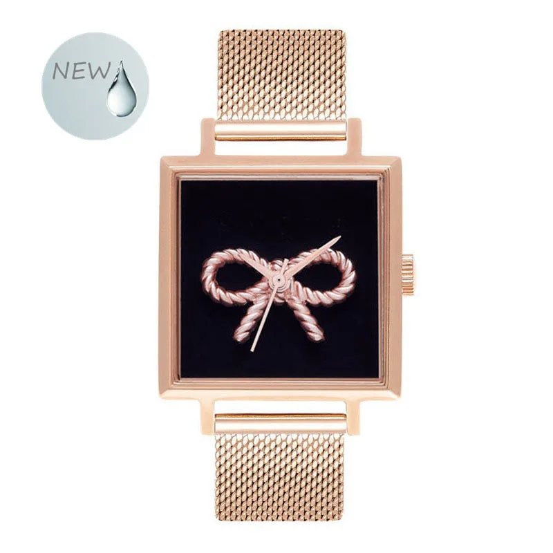 Новые женские маленькие квадратные часы REOULIONS модные сетчатые с ремешком