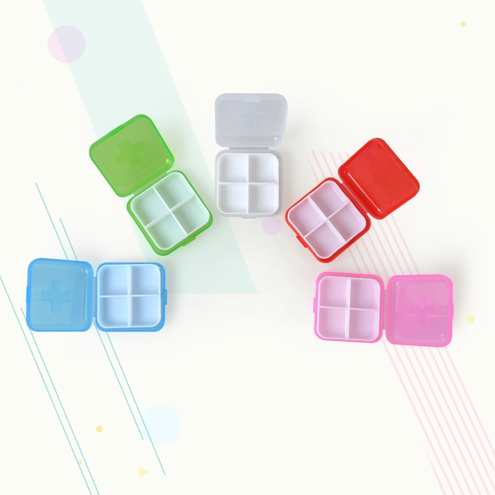 4 отдельных цветной Контейнер pill box Путешествия хранения таблетница дозатор