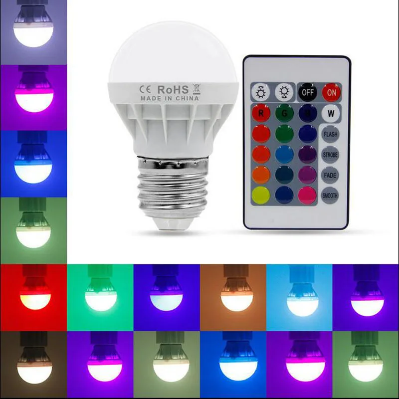 Светодиодная RGB лампа с ИК пультом E27 GU10 E14 5 Вт свет AC 85 265 в Энергосберегающая