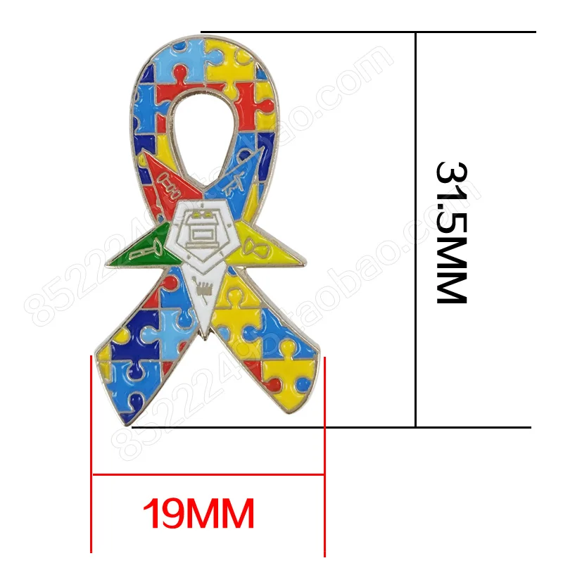 Экономичная эмаль аутизм осведомленность Восточная звезда OES Jigsaw Puzzle значок в виде ленты