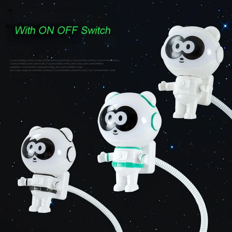 Милый светодиодный мини-ночник с пандой с питанием от USB и выключателем, гибкая лампа для ламп накаливания для ноутбука, ПК, зарядное устройство
