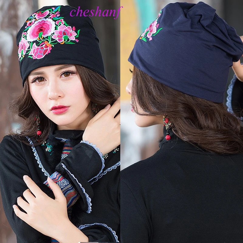 Cheshanf мексиканский стиль этнические винтажные черно синие банданы с вышитыми