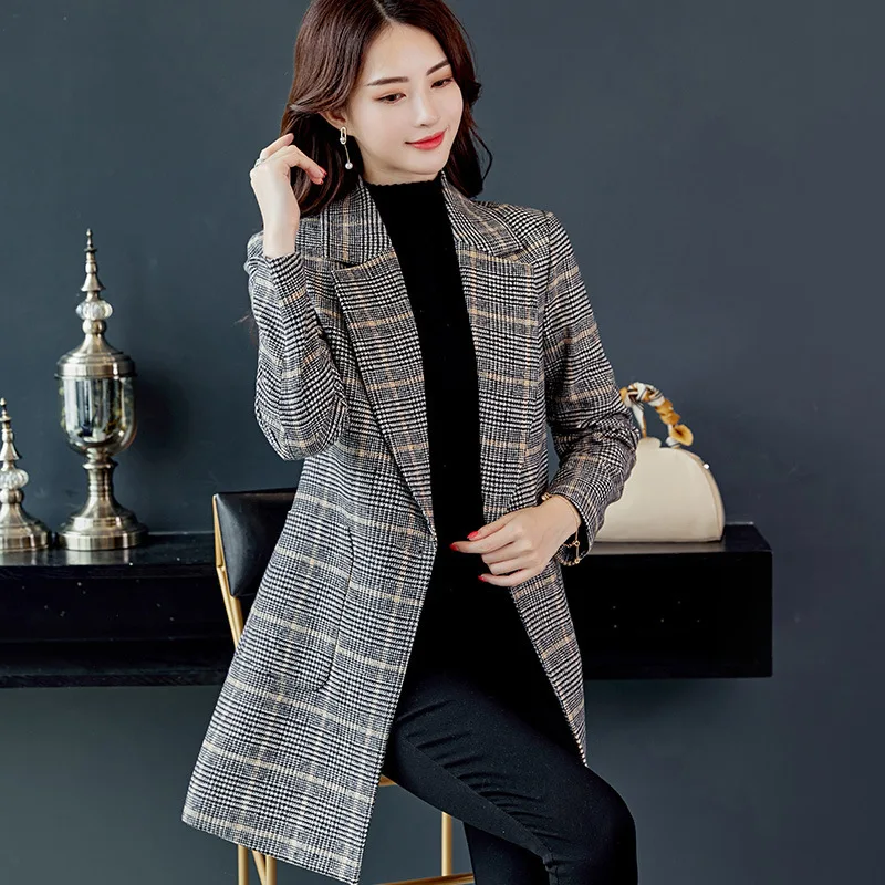 Женская Повседневная куртка в клетку Осень зима 2020|Женские плащи и тренчи| |