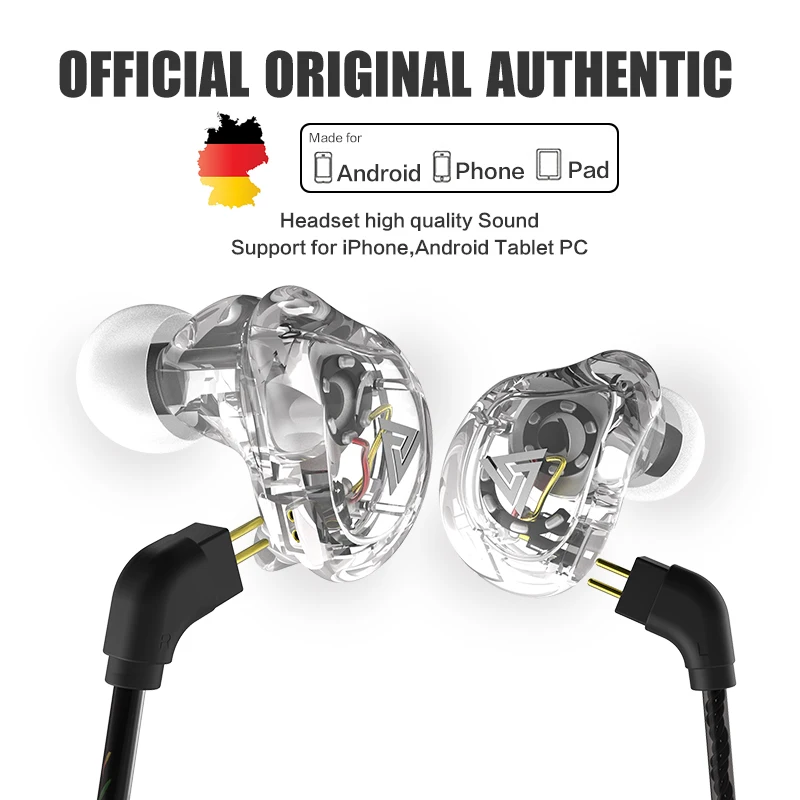 Новинка QKZ VK1 4DD наушники вкладыши HIFI DJ Monito спортивные для бега гибридная