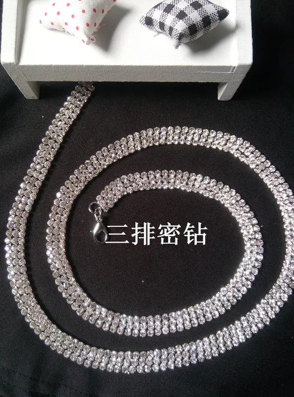 3row dense Корейская Мода изящная осанка дикая женская металлическая кристальная цепочка Стразы пояс запасные и плотные 2,3, 4 ряда - Цвет: 3row dense