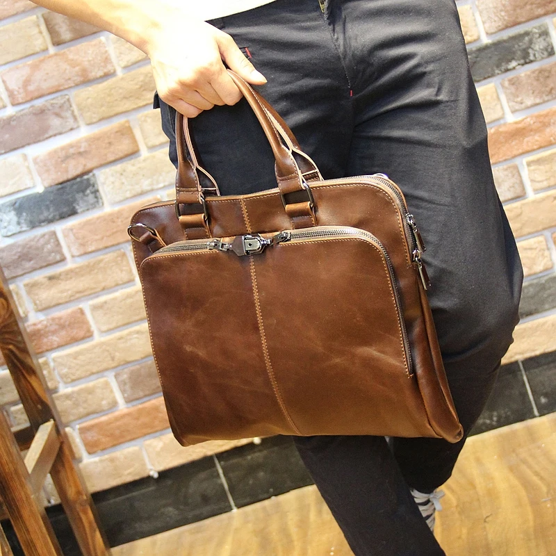 Tidog Crazy Horse новая кожаная сумочка с замком сумка для бизнеса|leather bag|leather business baghandbag