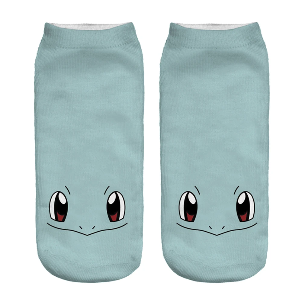 Милые женские хлопковые носки с рисунками животных Kawaii, летние короткие носки с покемоном, женские повседневные Мягкие носки sox, Забавные 3D Милые Носки с рисунком пика