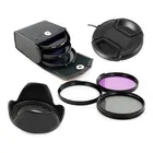 Фильтр RISE(UK) 58 мм UV + CPL + FLD Для Canon EOS 1100D 1000D 650D 600D 18-55 мм + бленда для объектива с лепестками + Крышка для объектива с центральным зажимом
