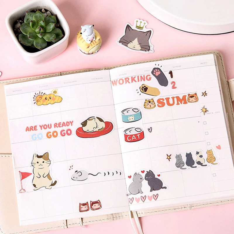 45 шт./кор. милый кот мультфильм животных бумажная наклейка украшение diy Дневник