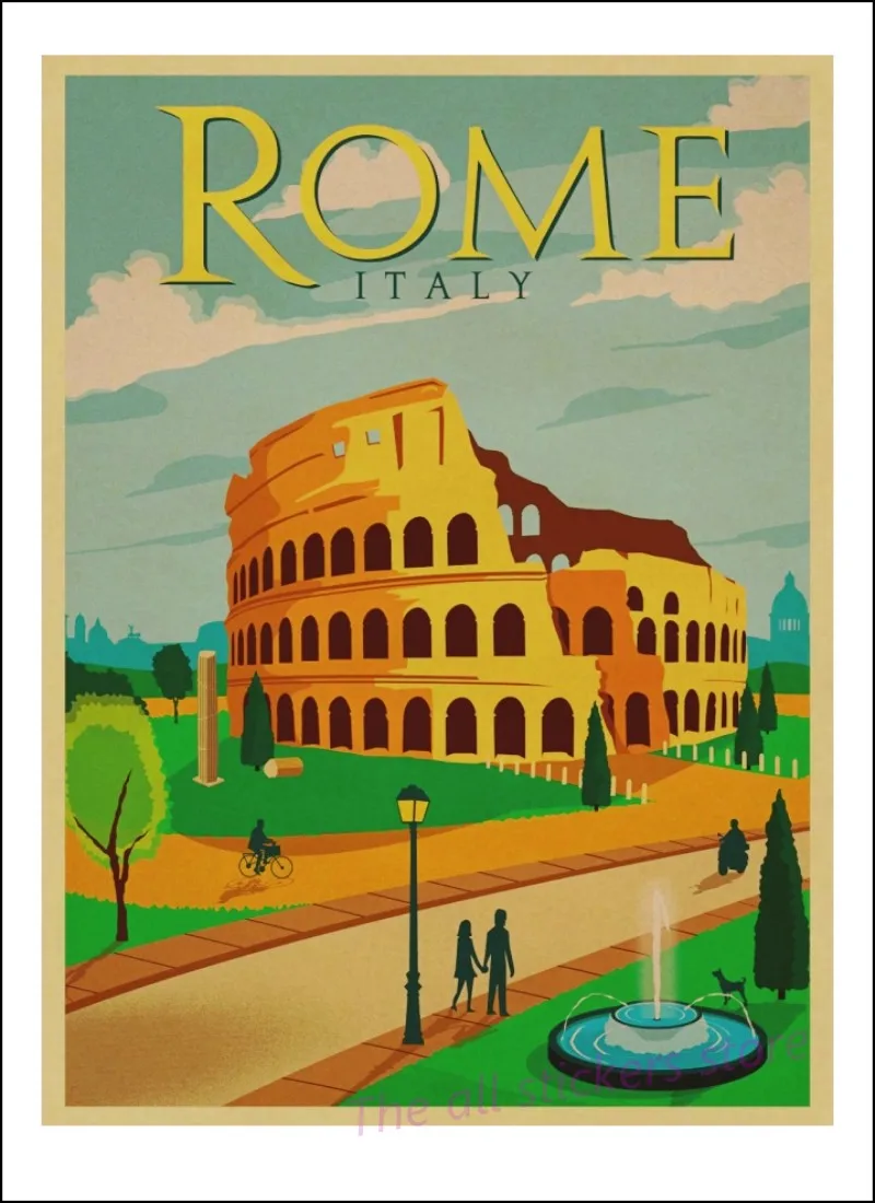 Париж/Рим/Венеция/LOND0N/художественный плакат для путешествий винтажные настенные наклейки-постеры для путешествий украшение для дома/9003