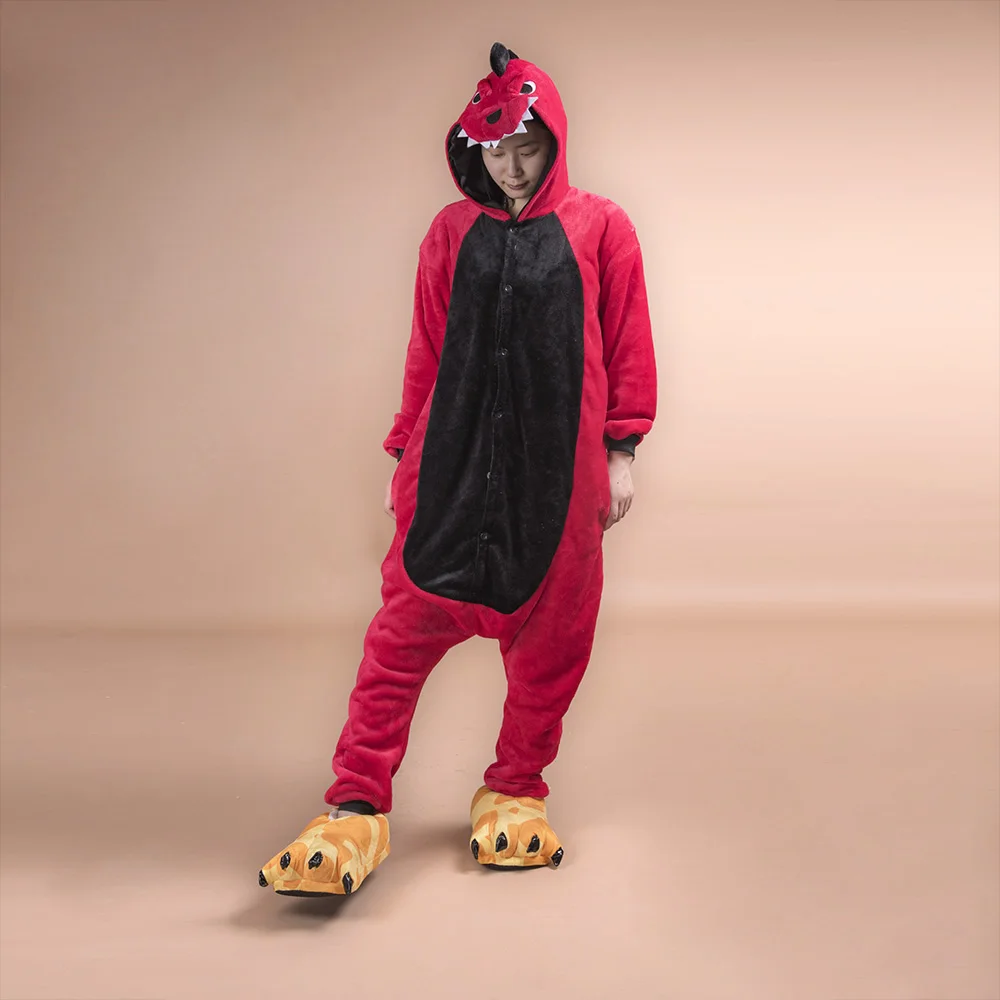 Adult Dinosaur Pajamas Set Onesie Women Pyjamas Pijama Winter Animal Sleepwear Onepiece Onesies For Adults 2019