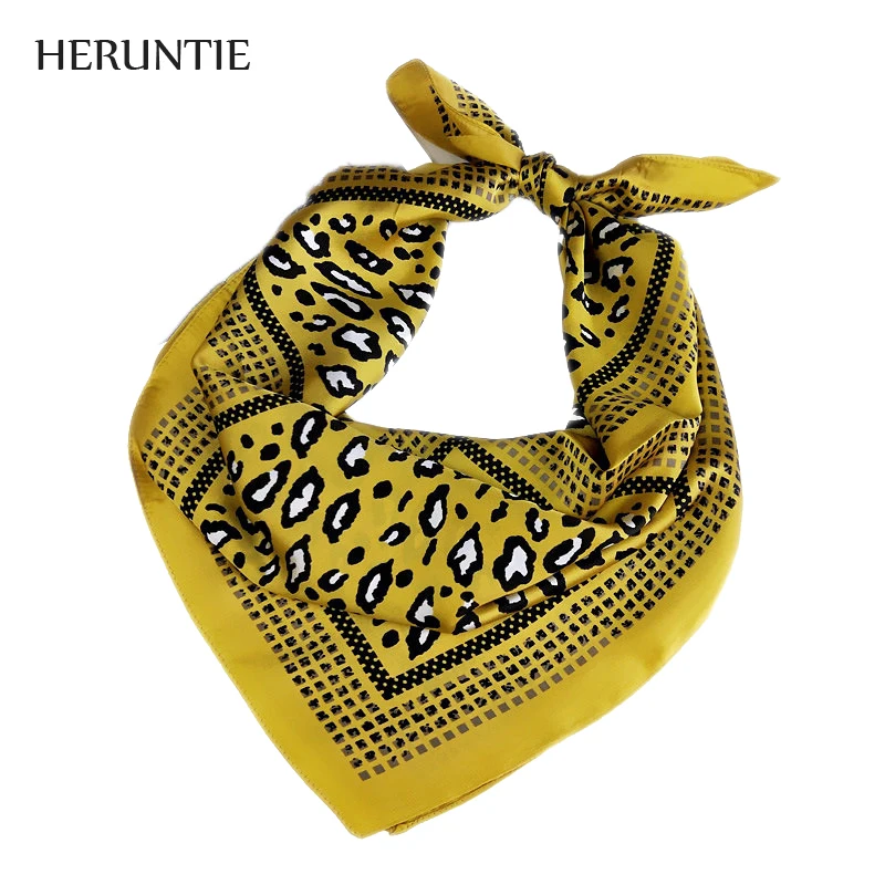 Новинка 2019 женский шарф с леопардовым принтом квадратный Шелковый Атласный