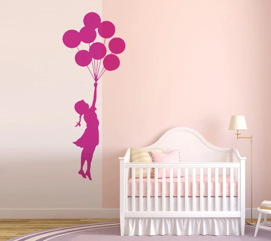Горячие/обои милый воздушный шар девушка виниловая наклейка на стену переводка