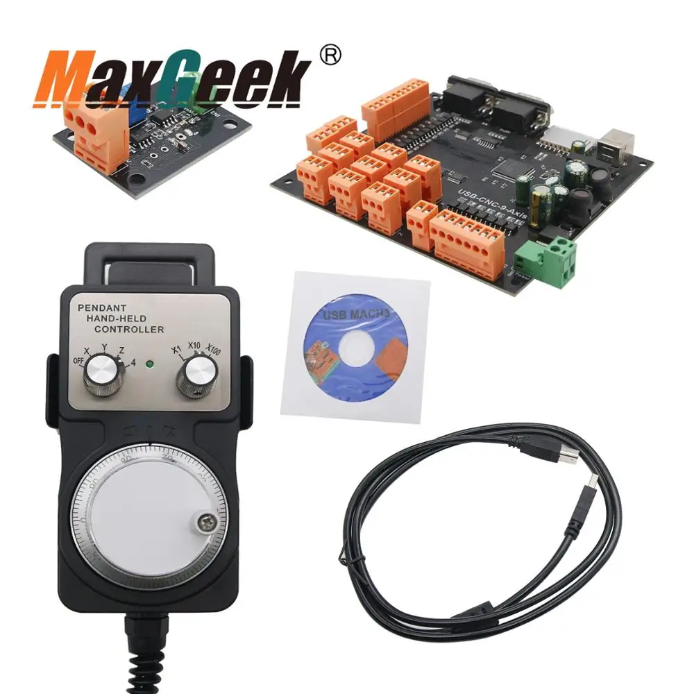 Набор контроллеров Maxgeek 9 Axis cnc 100 кГц контроллер шагового двигателя Breakout Board + MPG Pulse