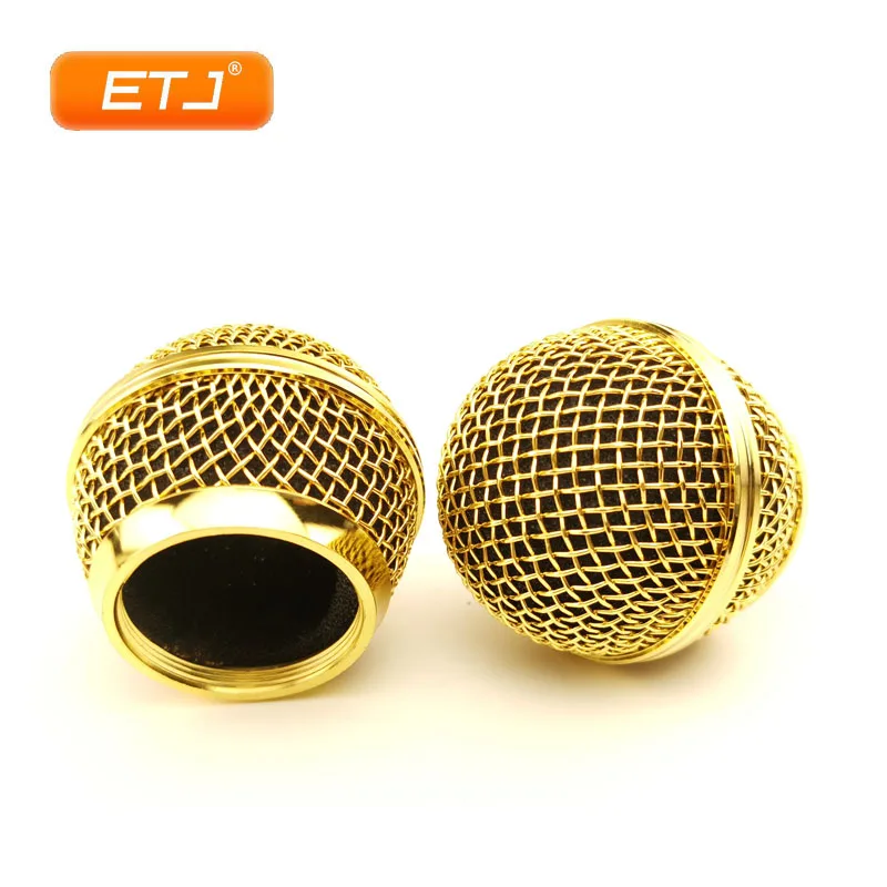 

Microphone Relacement Polished Gold Ball Head Mesh 2pcs Microphone Grille Fits For shure sm 58 sm 58sk beta 58 beta58a