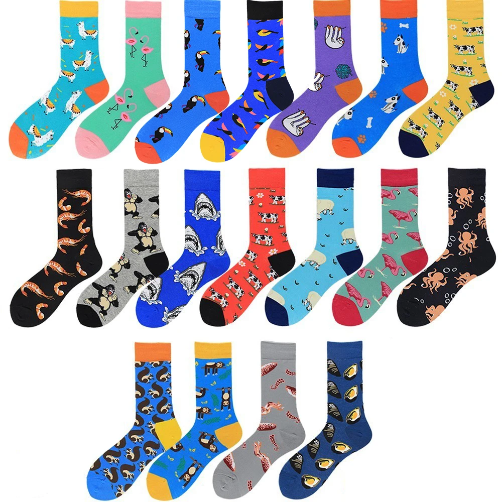 Новое поступление мужские носки PEONFLY счастливые с мультяшным журавлем милые