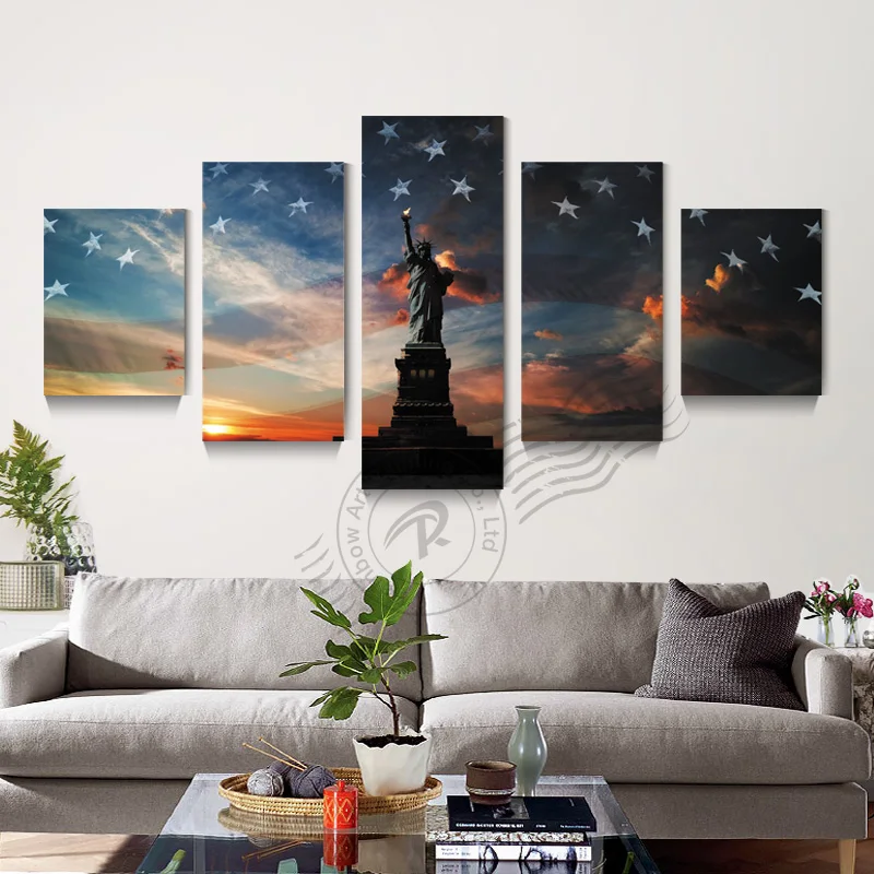 

The Statue of Liberty Flag Canvas Art Painting Home Decoration Modular Wall Picture For Living Room Poster And Prints Unframd