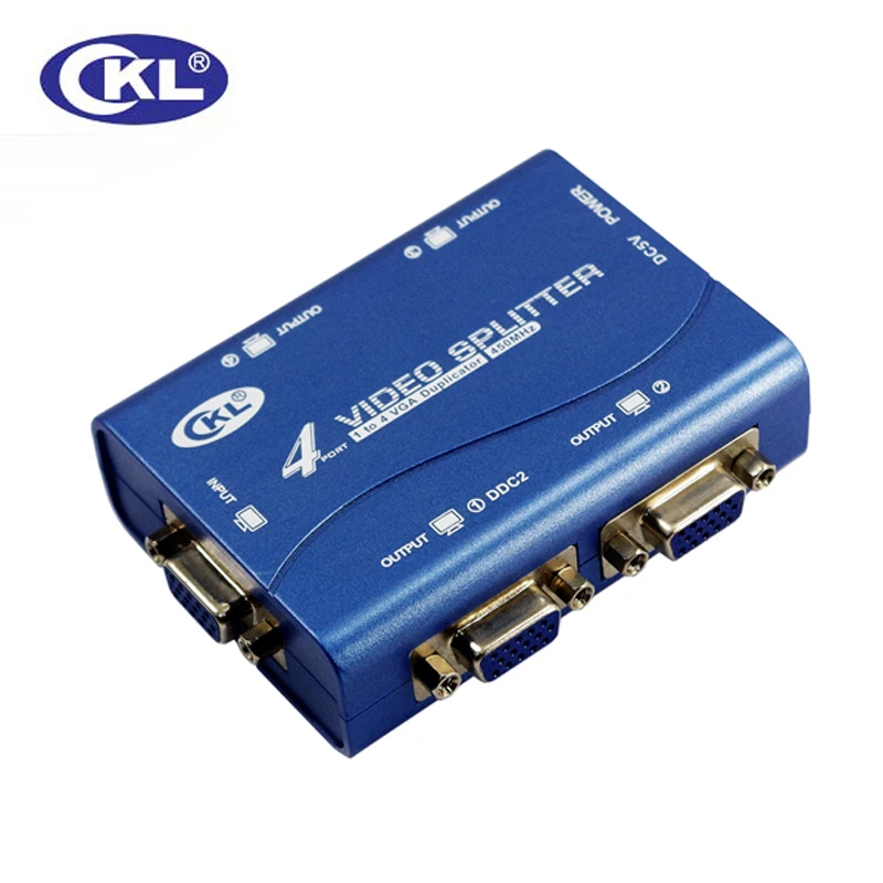 

4 Port VGA Splitter 1 in 4 out Supports 450MHz 2048*1536 Supports DDC, DDC2, DDC2B CKL-1041B