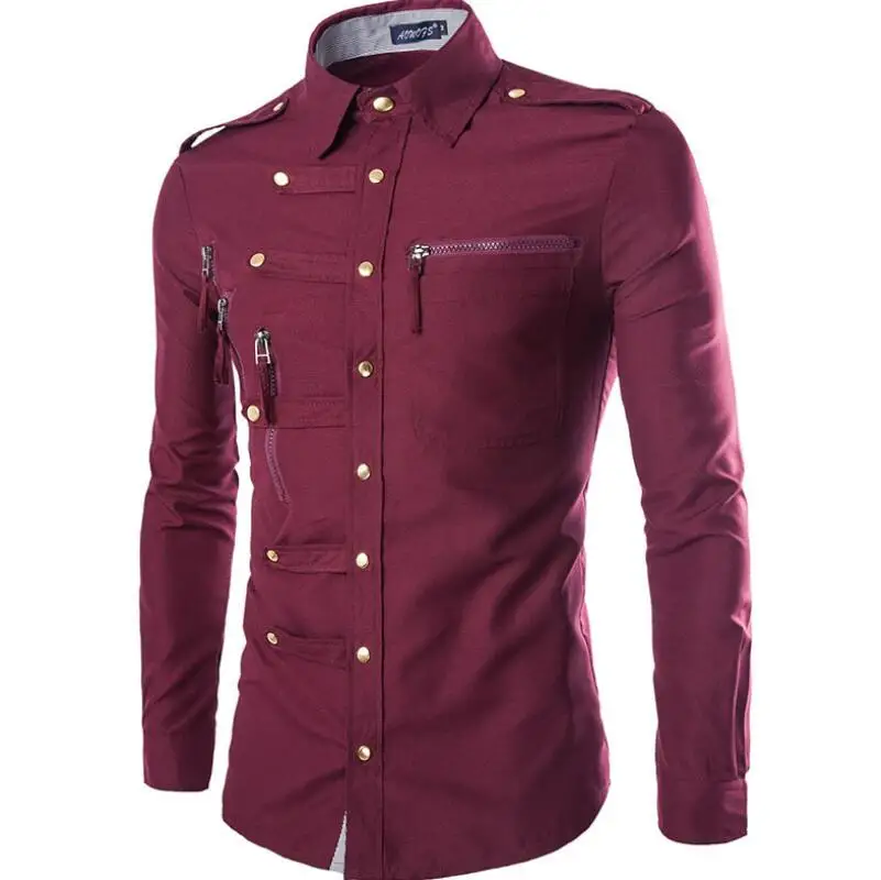 Для мужчин рубашка с длинными рукавами Мужская мода высокого класса личность