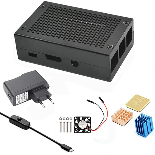 as picture Raspberry Pi 3 Чехол Модель B+ Raspberry Pi Алюминиевый Чехол серебристый металлический чехол Вентилятор охлаждения с винтами теплоотвод+ комплект корпуса - Цвет: as picture