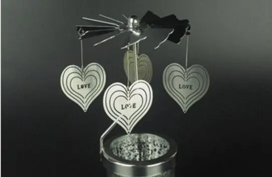 silver color love Металлический подсвечник, вращающийся, Романтический, вращающийся, вращающийся, карусель, чайный светильник, подсвечник, Рождественский олень, светильник, домашний, вечерние, Декор - Цвет: silver color love