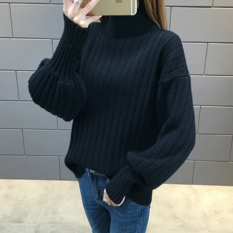 2019 New Arrival Women Winter Sweater 9 Colors Lantern Sleeve Female Turtleneck Cashmere Womens Jumper Pullover | Женская одежда