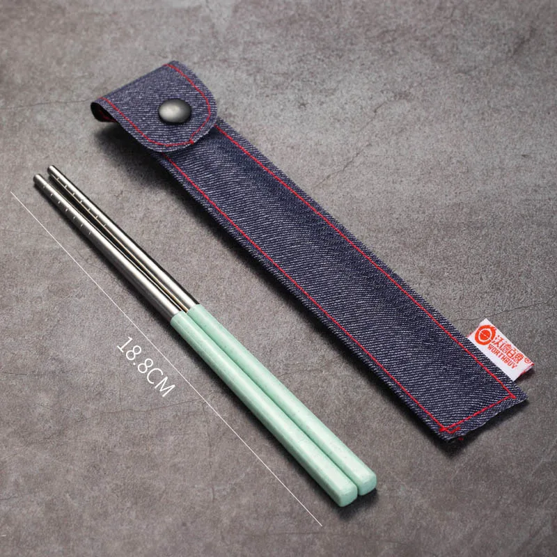 Short Green Китайские палочки для еды VandHome, портативные палочки для путешествий для палочек из нержавеющей стали 304 - Цвет: Short Green