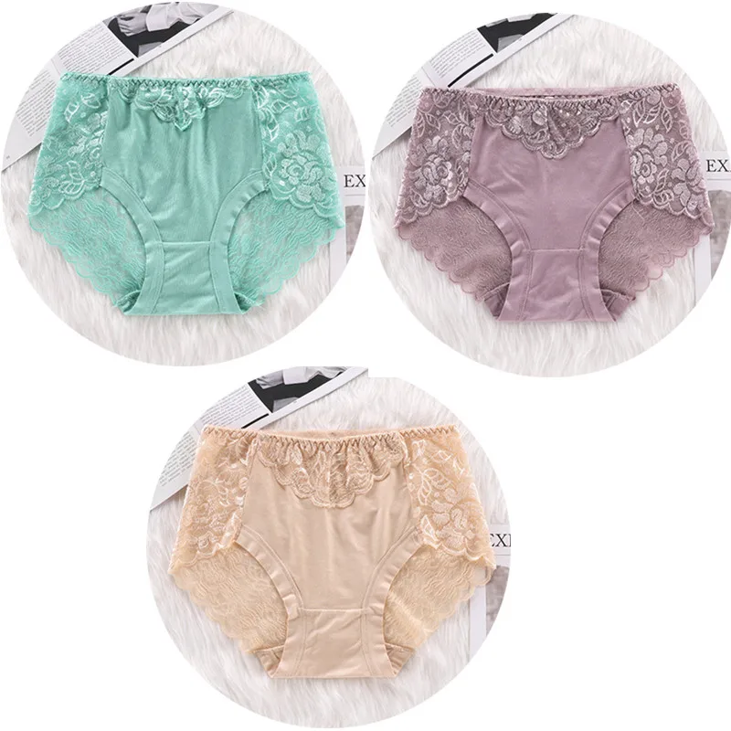 beige green brown 3 шт./лот, сексуальное кружевное нижнее белье с бантом на спине, модальное женское нижнее белье, дышащие Трусы-стринги, прозрачные трусики HP11 - Цвет: beige green brown