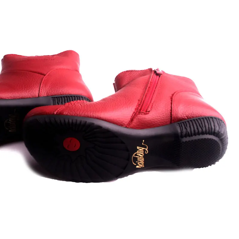 

TIMETANG 2018 New Women Winter Boots Plush Keeps Warm Genuine Leather Boots Bowknot Ankle Shoes Short Fur Boots Flats Woman