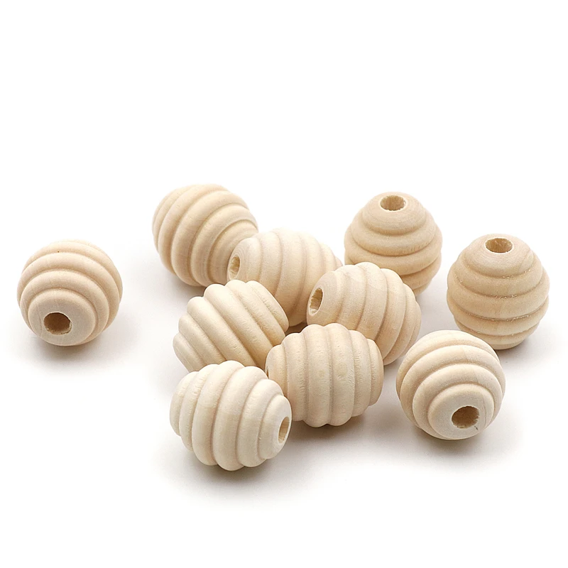 Baby Wooden Teether Food Grade Beehive Wood Beads Infant Kids Teething beads 50 piece | Мать и ребенок
