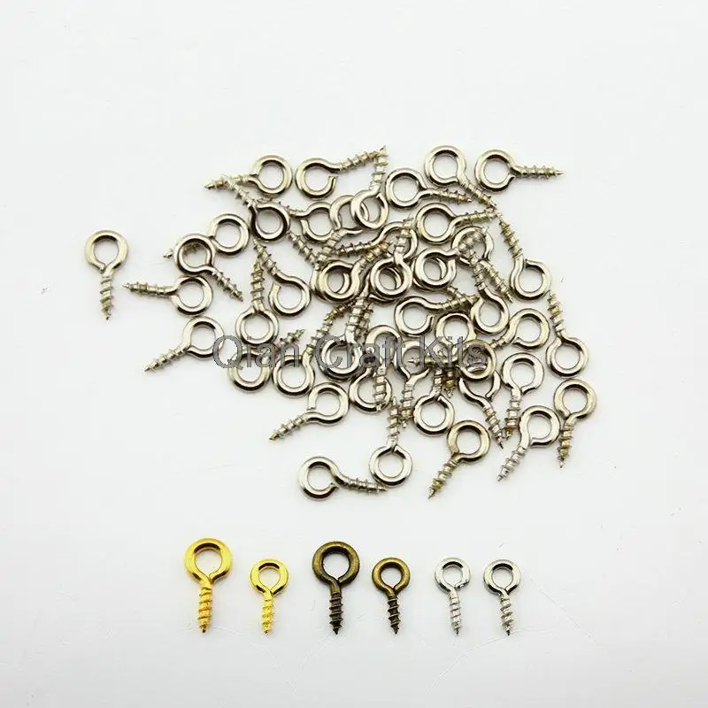 2000 unidades de Mini tornillos de bucle de 8mm-10mm, pasadores de ojo, gancho de ojo perfecto para colgantes y recuerdos DiY-0