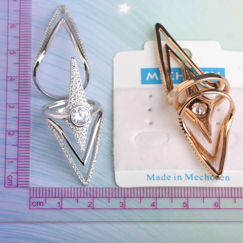 Уникальный Циркон Меди Длинный Кольцо Для Женщины Человек 18 К Золото Родий Aros