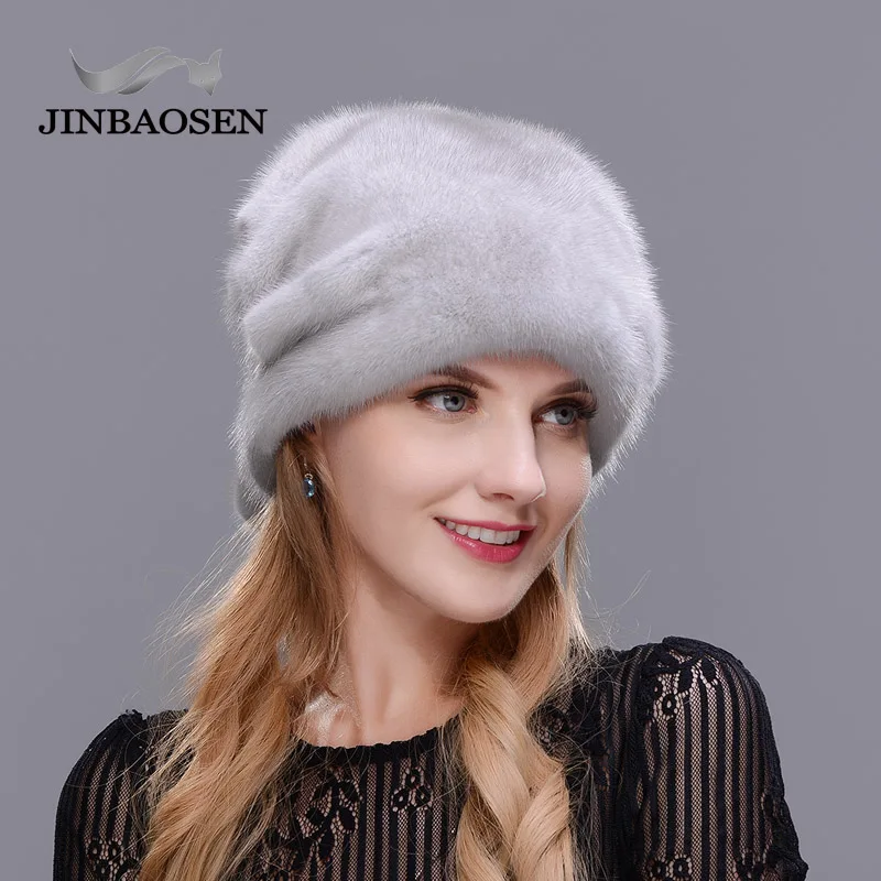 JINBAOSEN,, Русская женская меховая шапка, полностью замшевая шапка, роскошная модная зимняя Толстая теплая шапка высокого качества, Рождественская меховая шапка