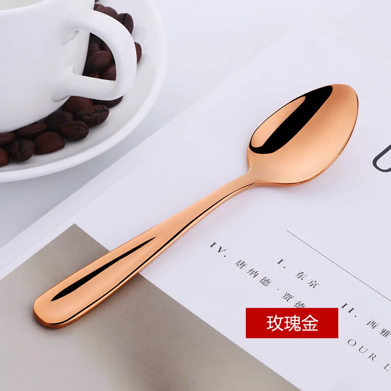 Rose Gold-10PCS 10 шт. красочные чайные нержавеющая сталь для ложек ложка набор столовых приборов уникальная Радужная десертная ложка розовое золото маленькая кофейная ложка совок Горячая - Цвет: Rose Gold-10PCS