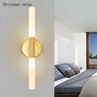 nordic modern simple gold double head wall lamp living room corridor bedroom bedside lamp creative led wall lamp free shipping