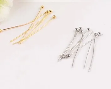 

2000pcs/lot 0.5 thick x50mm silver/golden Plated ball head pins Bead jewelry beads connectors accessories