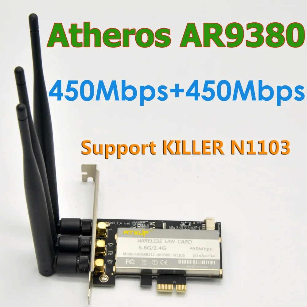 WTXUP for Atheros AR9380 AR5BXB12 802.11a/b/g/n 450Mbps PCI-E WiFi Adapter + 3 x 6dBi SMA Antenna MAC OS/Linux /Windows 8 10 | Компьютеры